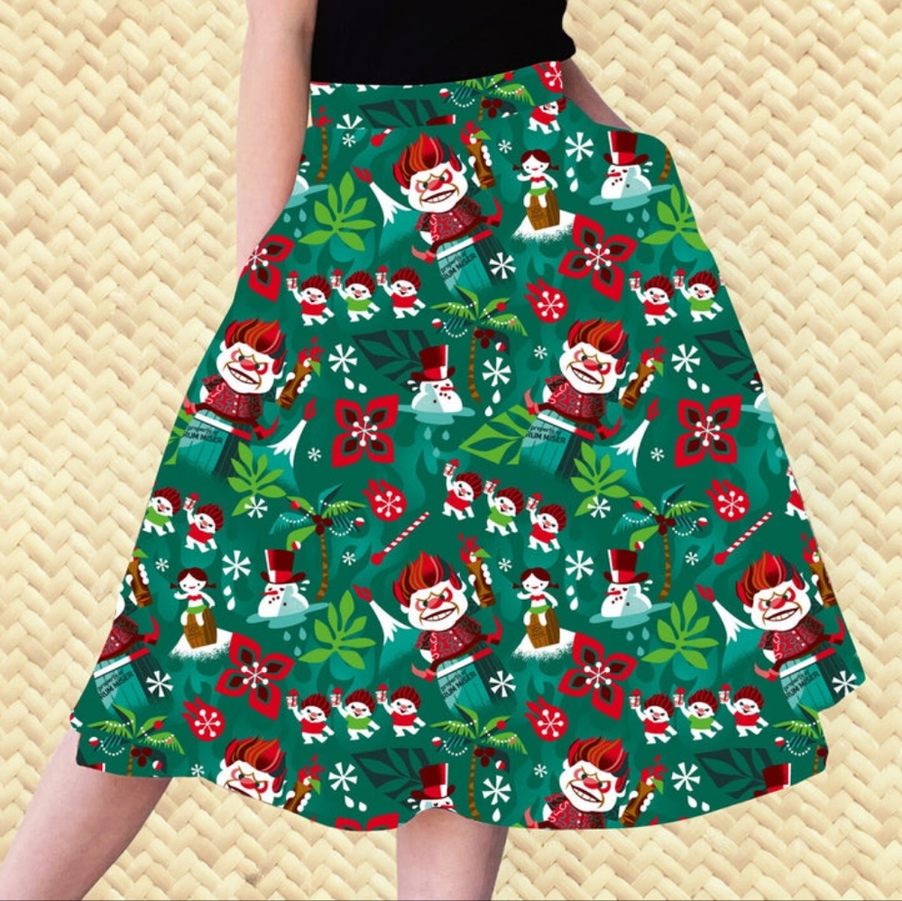 Jeff Granito Rum Heat Miser tiki Hawaiian Christmas holiday pinup Swing skirt 4x